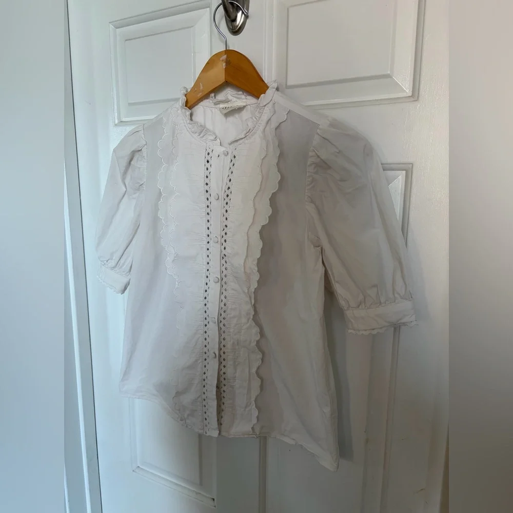 Sezane Waves Blouse in Ecru 36/4 - Picture 8 of 12